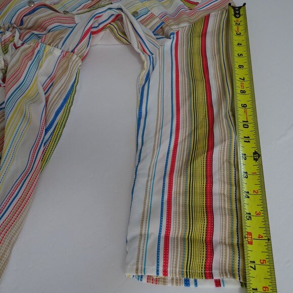 Bebop Striped Button Bodice Shirt Dress Women Size L Roll Tab 3/4 Sleeves NEW - Picture 13 of 14
